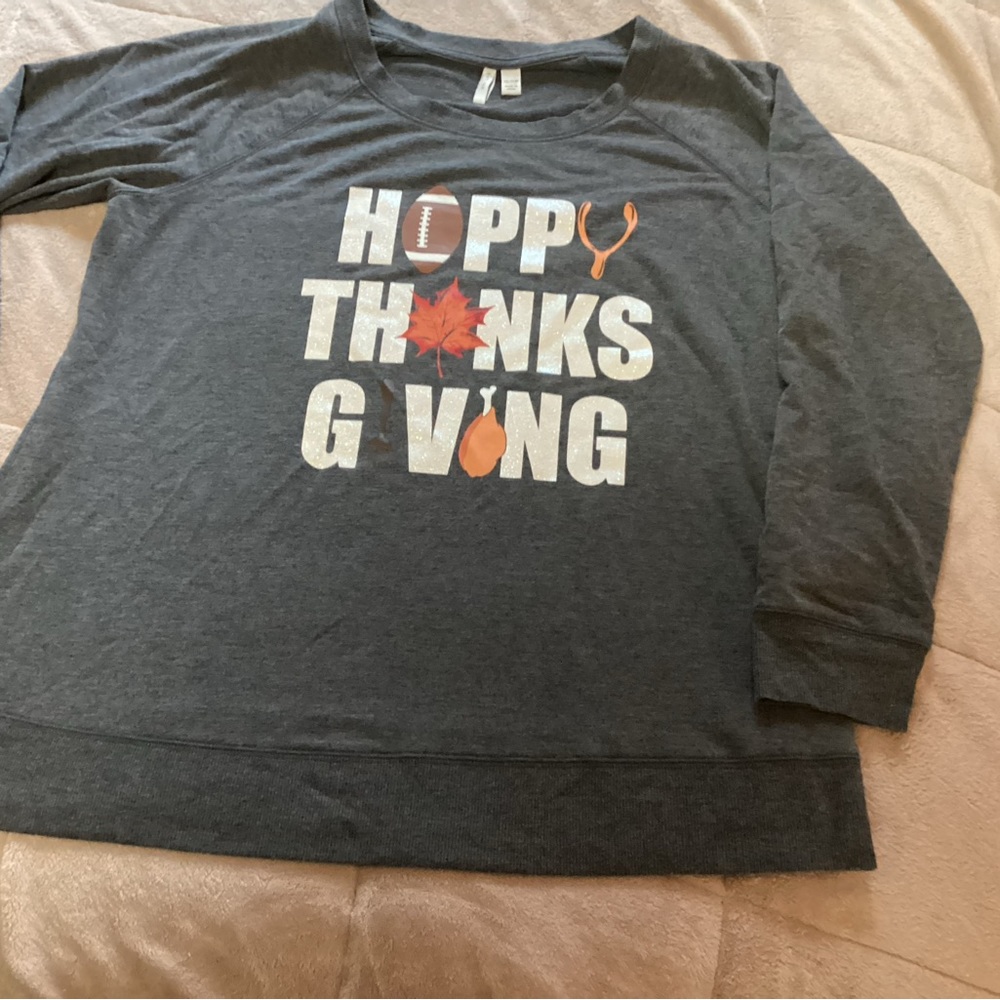 Happy Thanksgiving Long sleeved shirt size 18/20 Purchased at Catos 🍁🦃🏈🍗